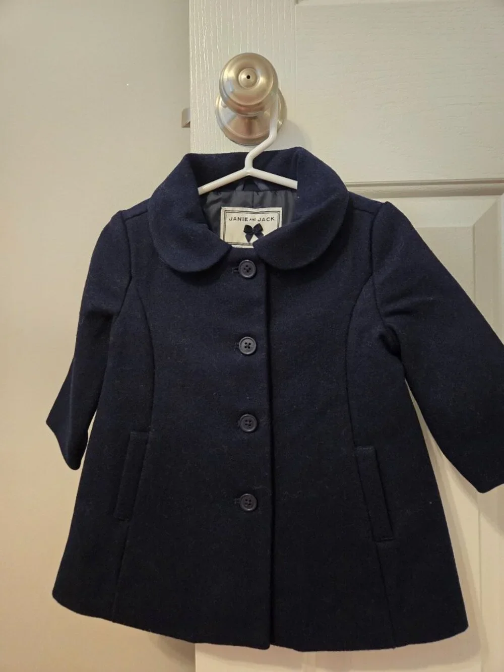 NWT Navy blue girls Janie and Jack size 6-12 month pea coat
